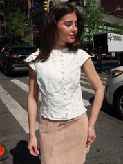 Melani White Asymmetric Blouse