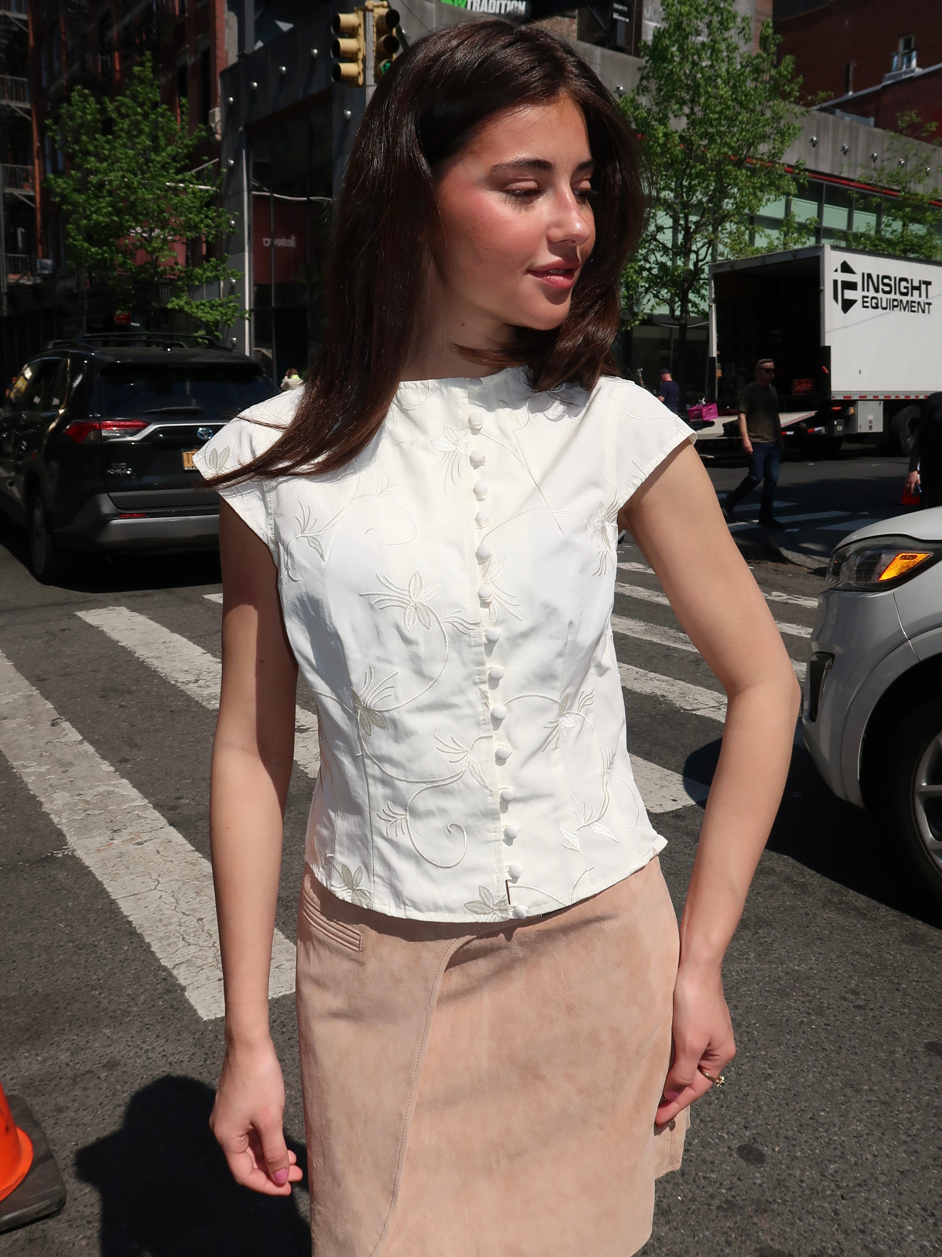 Melani White Asymmetric Blouse