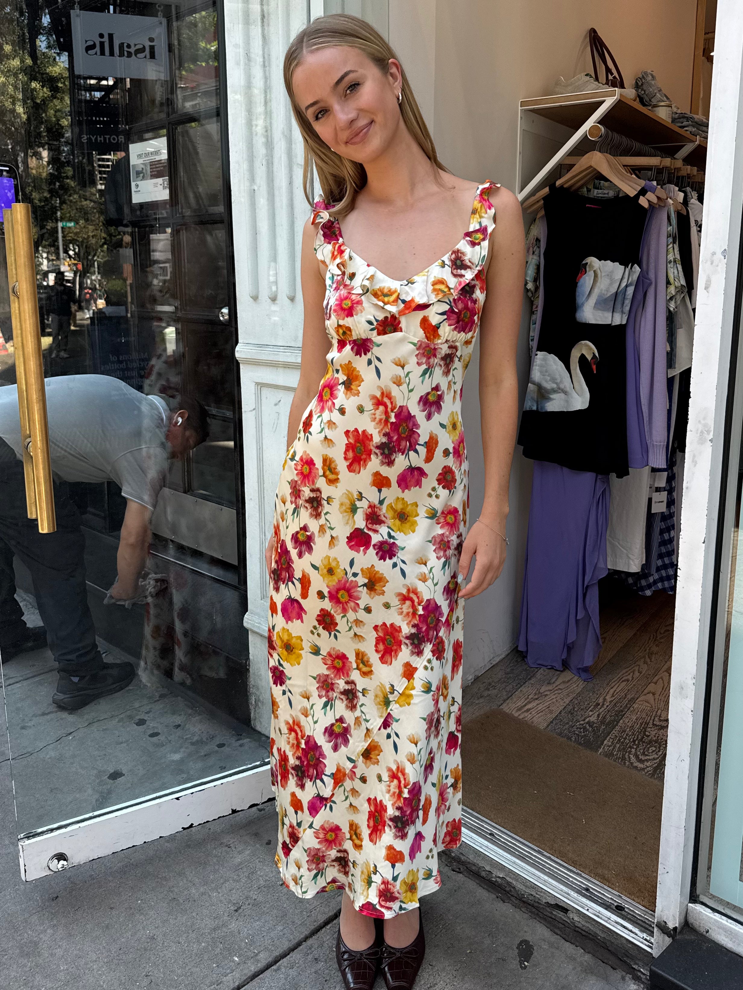 Zoie Dress in Cream Multi Floral