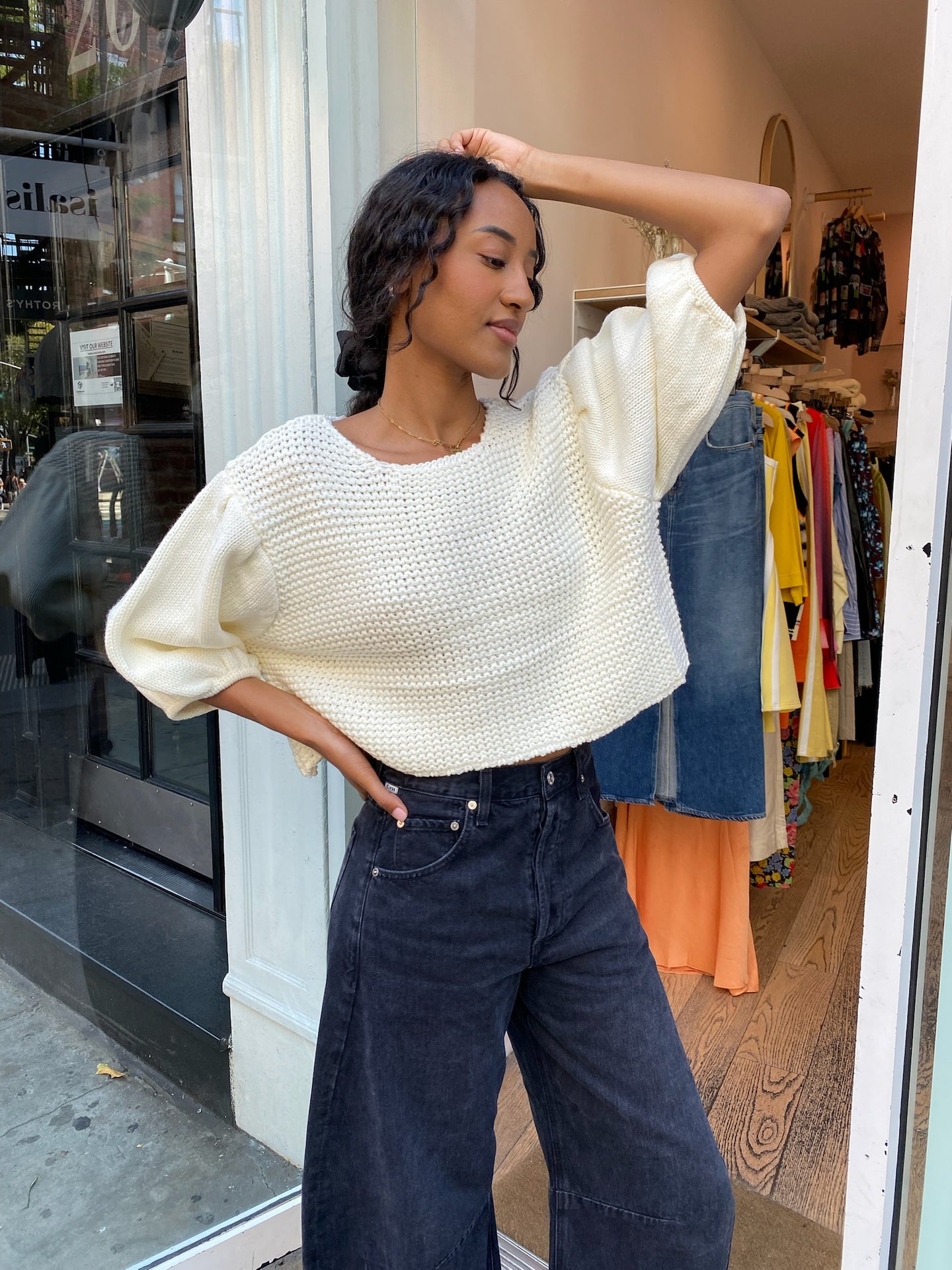 Iris Knit Sweater Top in Ivory