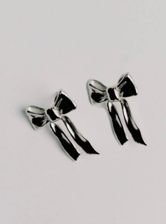 Ruby Earrings in Silver Bows