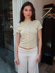 Jaxen Top in Yellow Grey Stripe