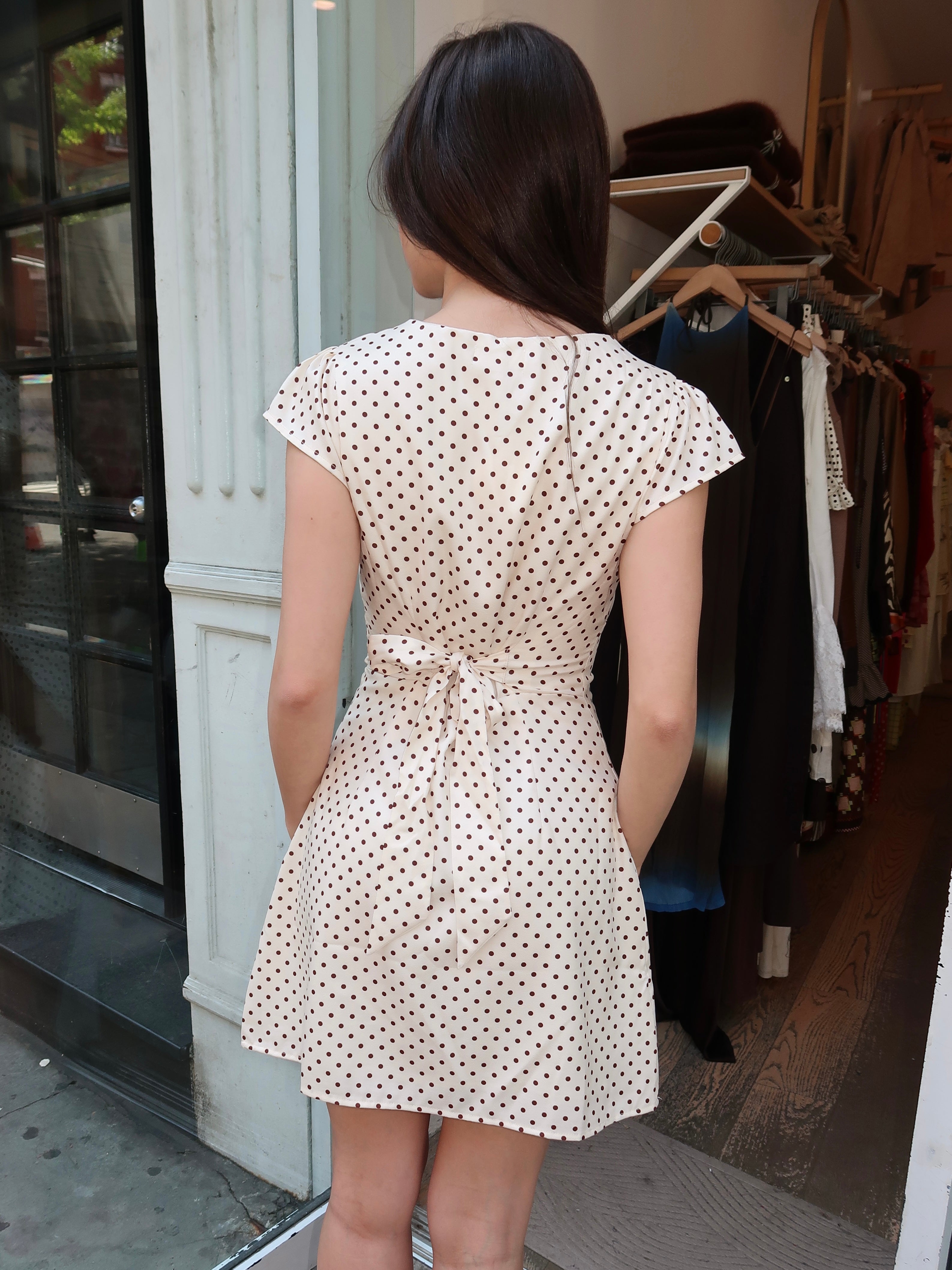 Koda Mini Dress in Beige Dot Koda Mini Dress in Beige Dot