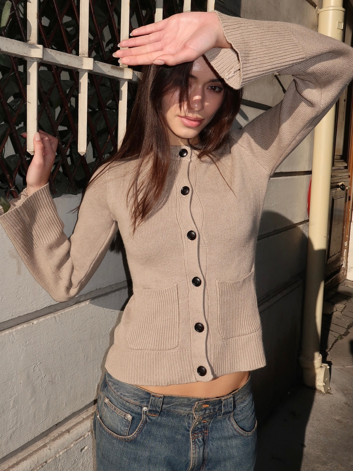Winona Cinched Waist Cardigan in Wheat
