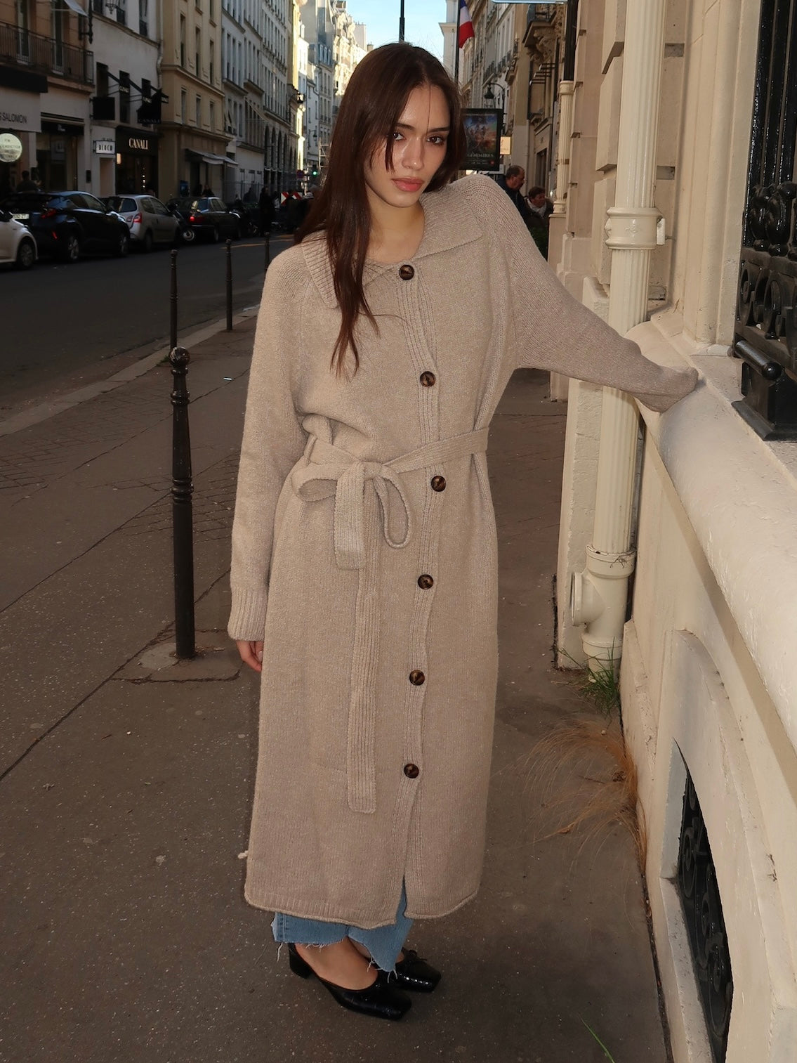 Lucine Long Cardigan in Oat