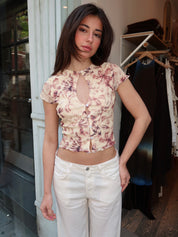 Alena Top in Dusty Yellow Floral