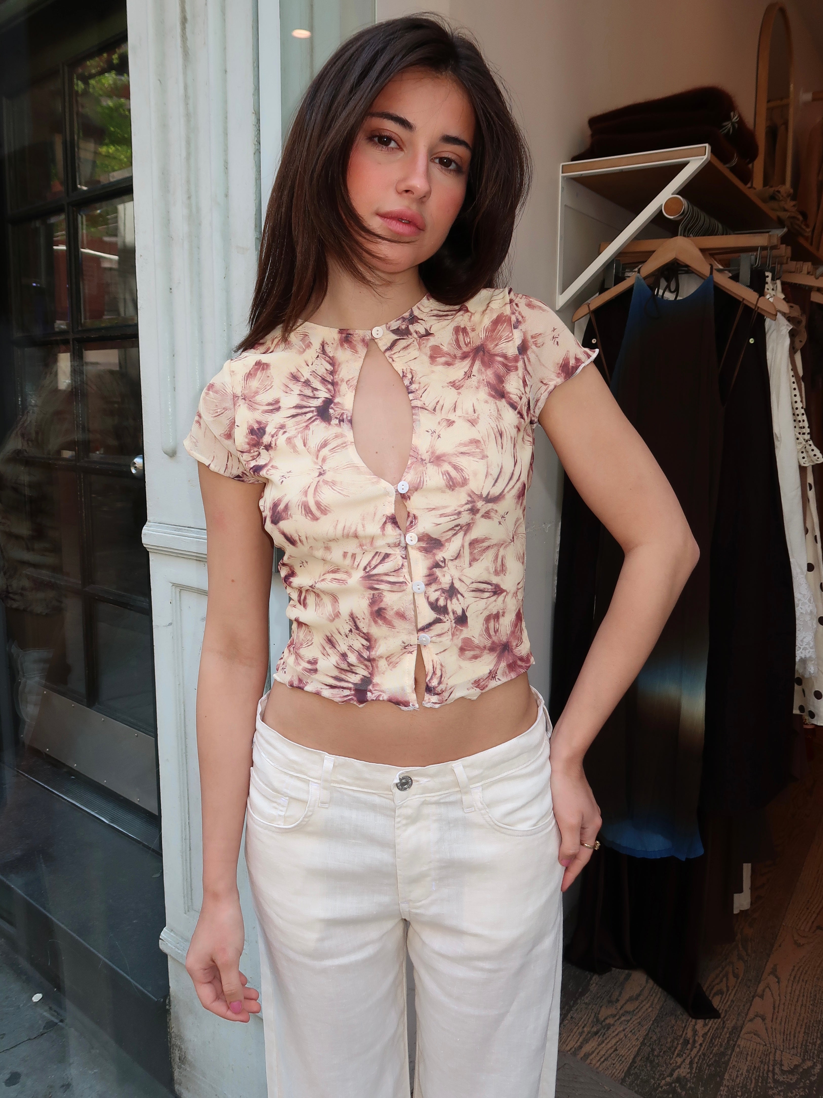 Alena Top in Dusty Yellow Floral