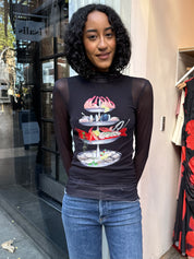 Lillian Black Turtleneck in Seafood Tower