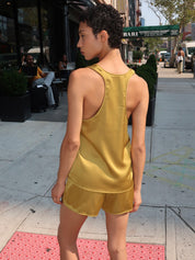 Lorenze Silky Tank Top in Chartreuse
