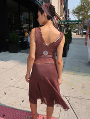Olandria Ruffle Tank Top + Midi Skirt in Brown