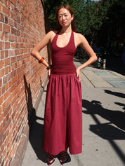 Sintra Halter Maxi Dress in Wine