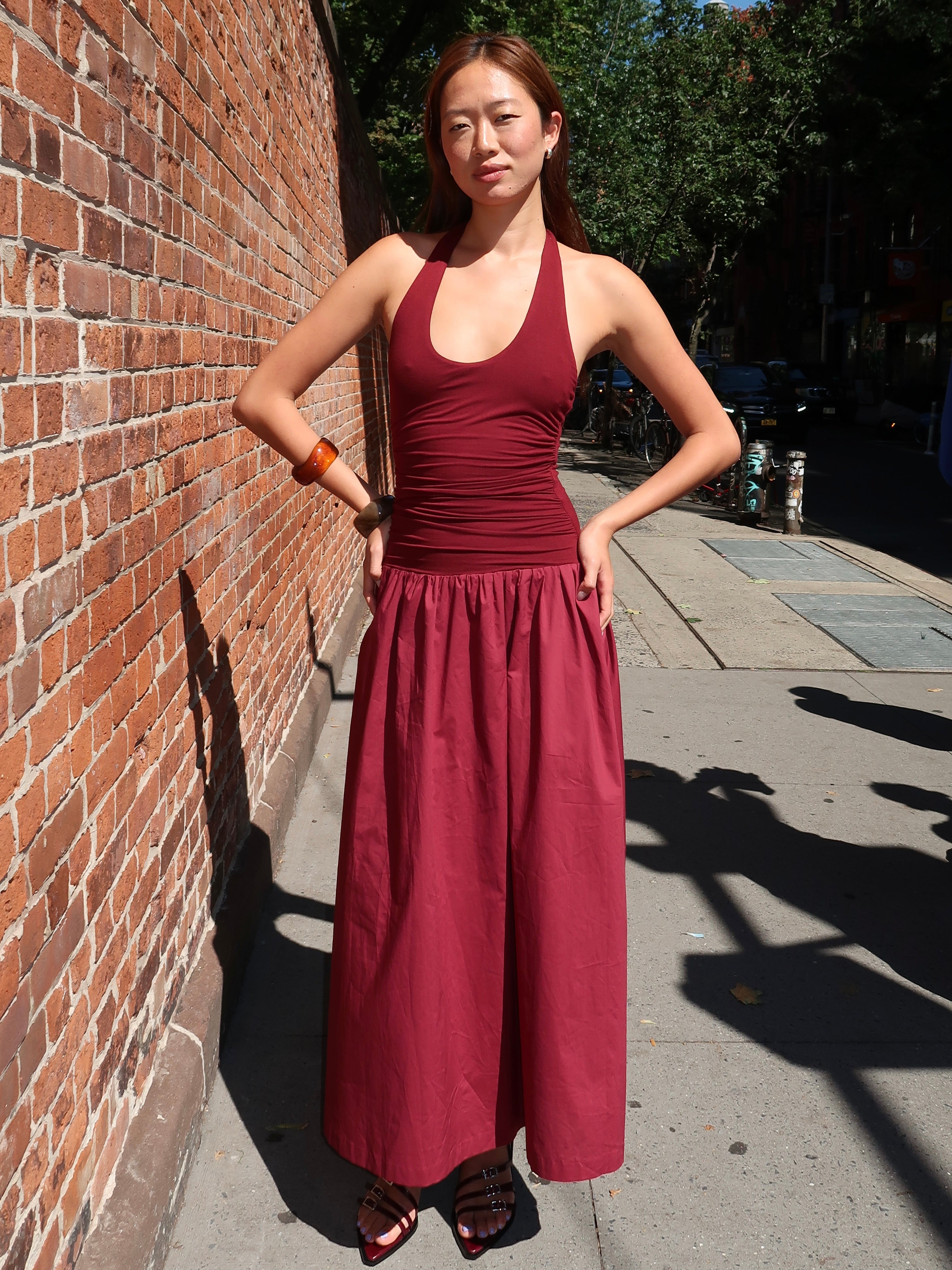 Sintra Halter Maxi Dress in Wine