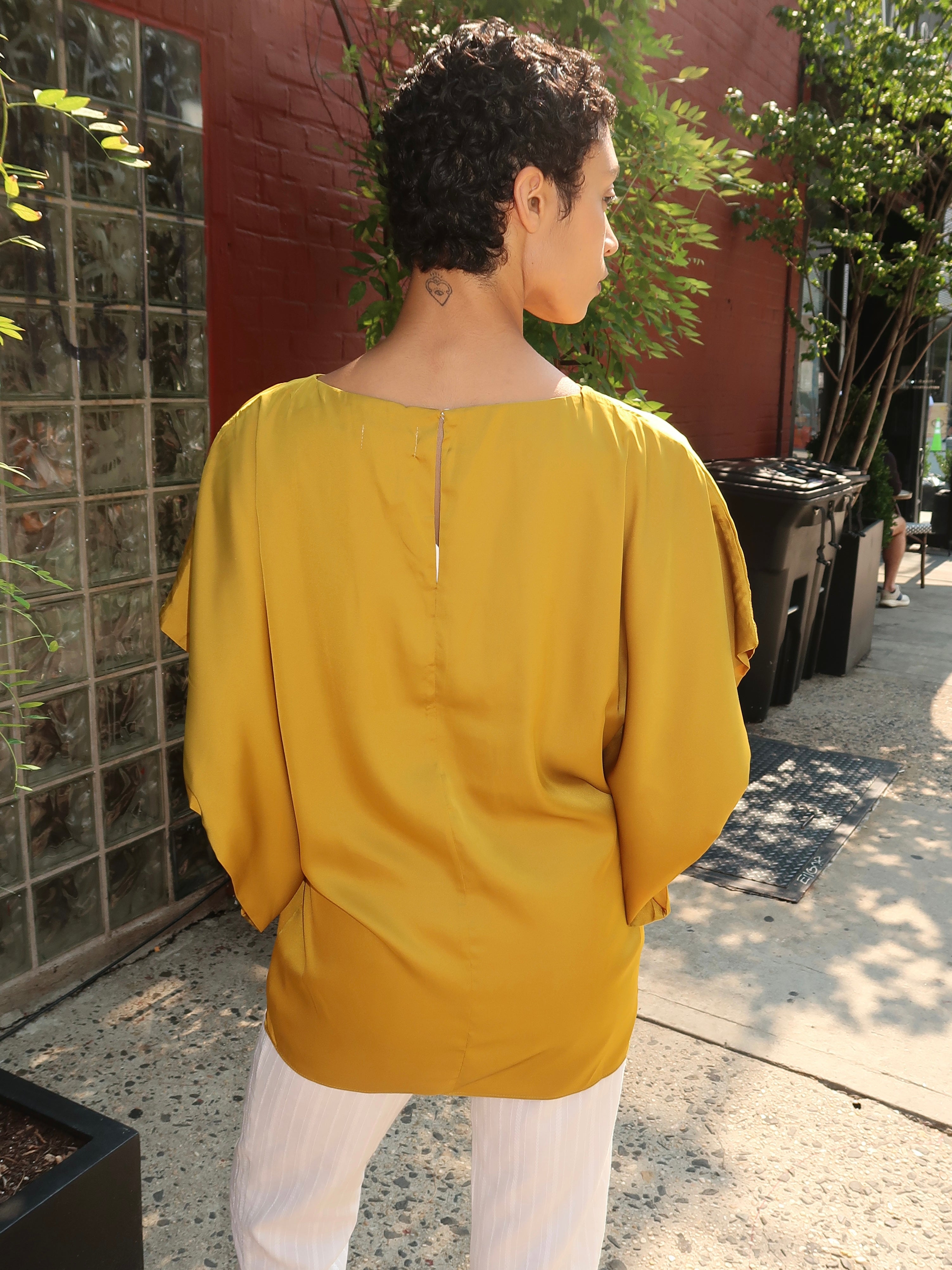 Sarra Flowy Top in Old Gold