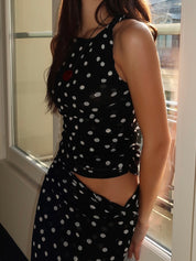 Alyce Asym Twist Top in Black Dot