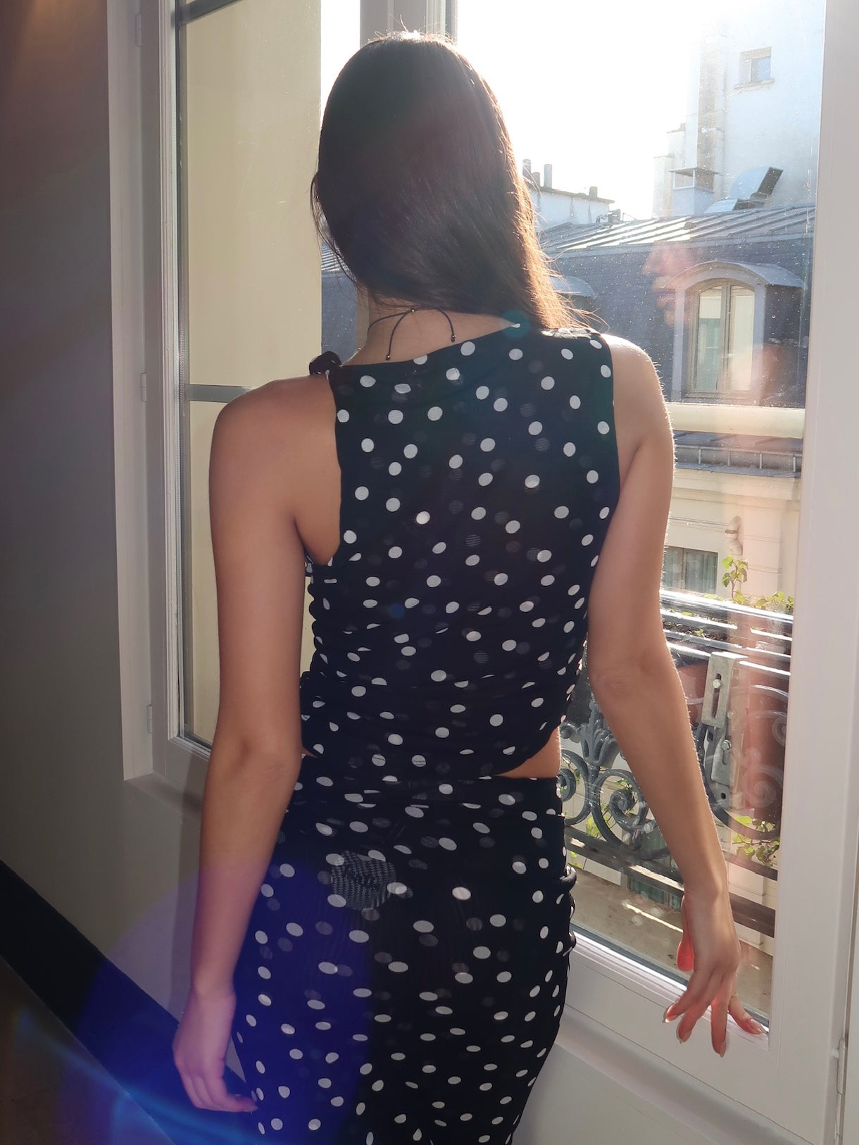 Alyce Asym Twist Top in Black Dot