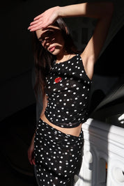 Alyce Asym Twist Top in Black Dot