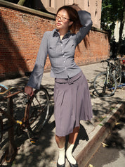 Lorelei Pleated Skirt in Charcoal