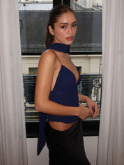 Isadora Top & Scarf in Navy