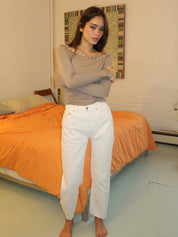 Relaxed Raw Hem Customs in White