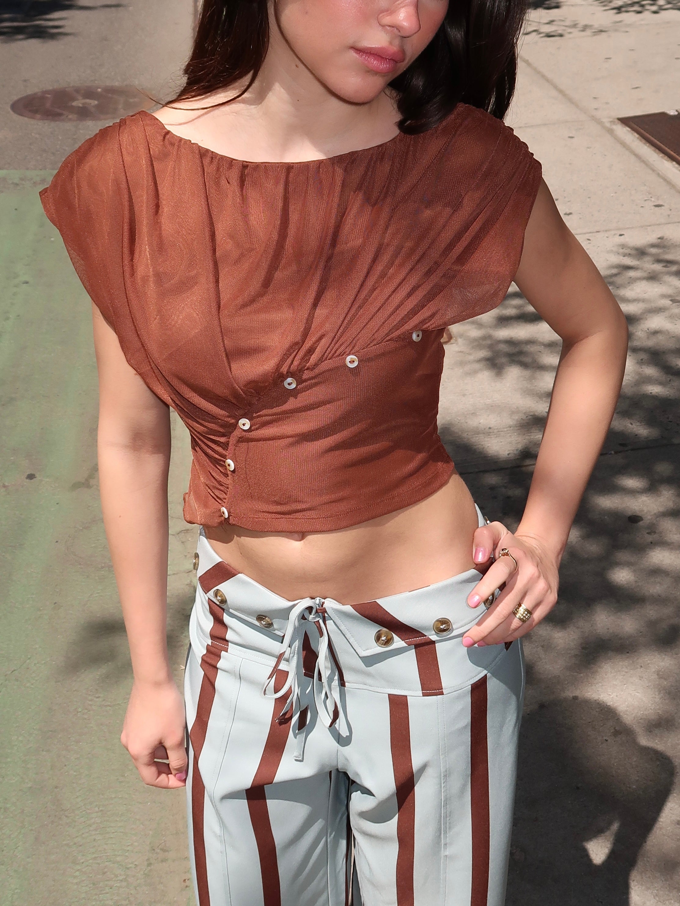 Gemini Brown Draped Top