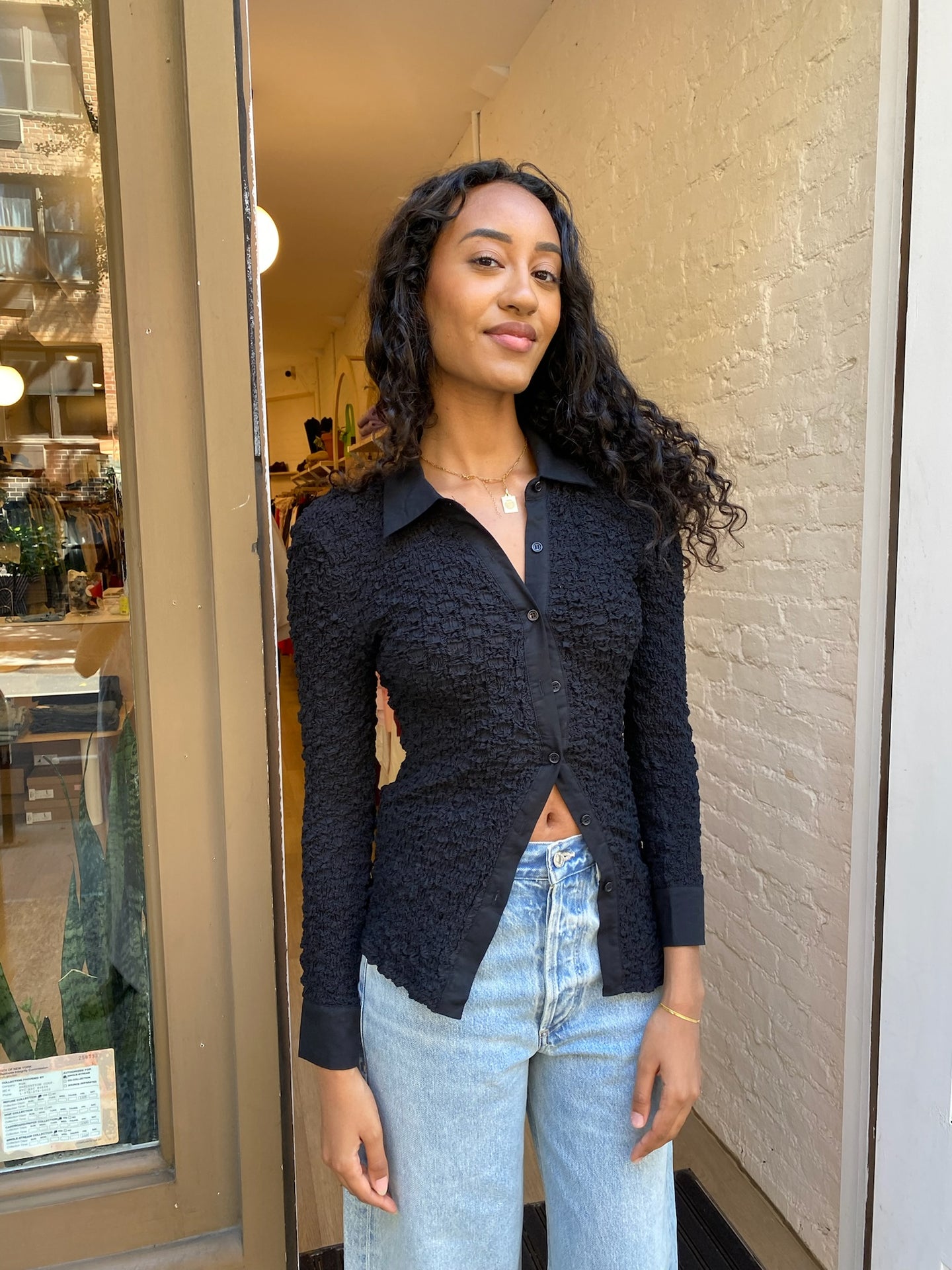 Gloria Ruched Top in Black