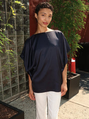 Sarra Flowy Top in Navy