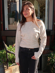 Aurelle Off-Shoulder Sweater in Oatmeal