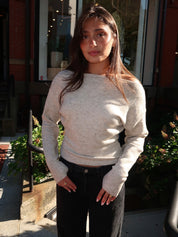 Aurelle Off-Shoulder Sweater in Oatmeal