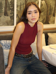 Karla Sheer Top in Wine