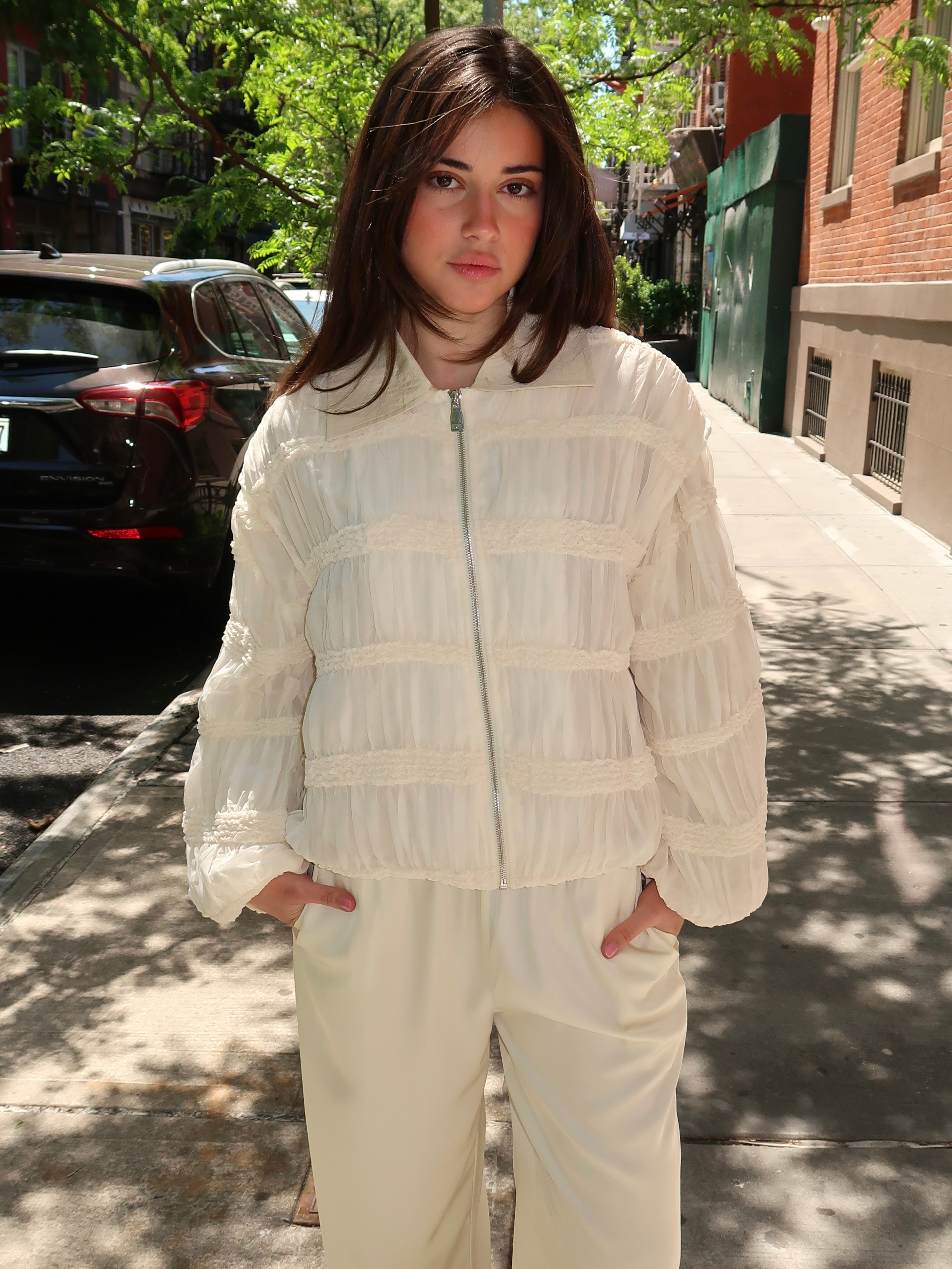 Kiara Ecru Bomber Jacket
