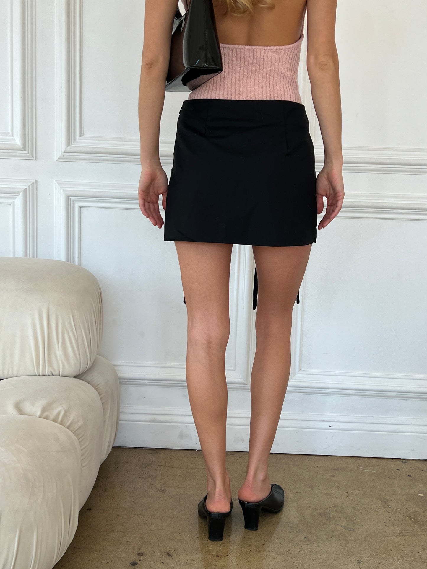 Whitney Mini Ribbon Skirt in Black