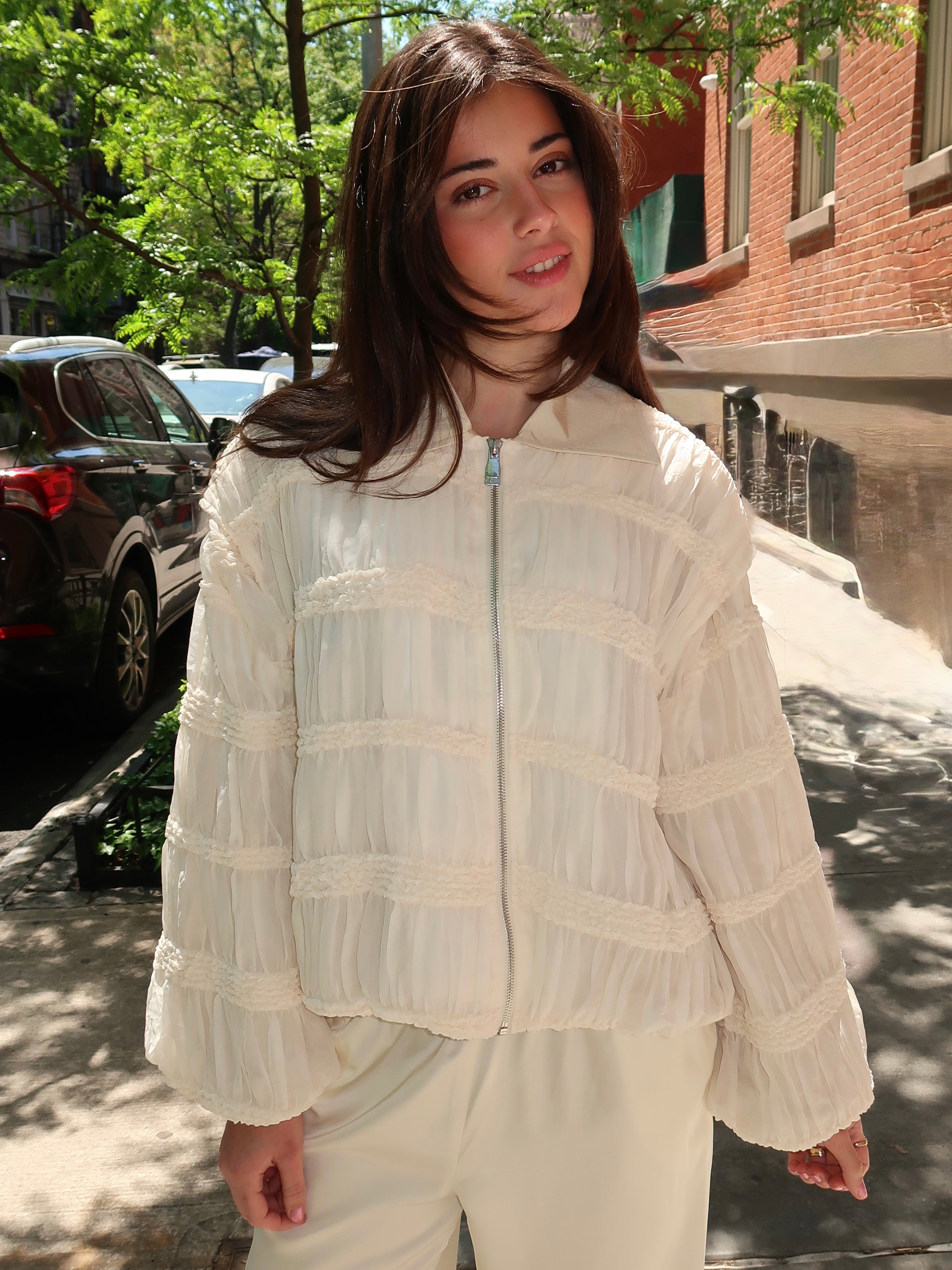 Kiara Ecru Bomber Jacket