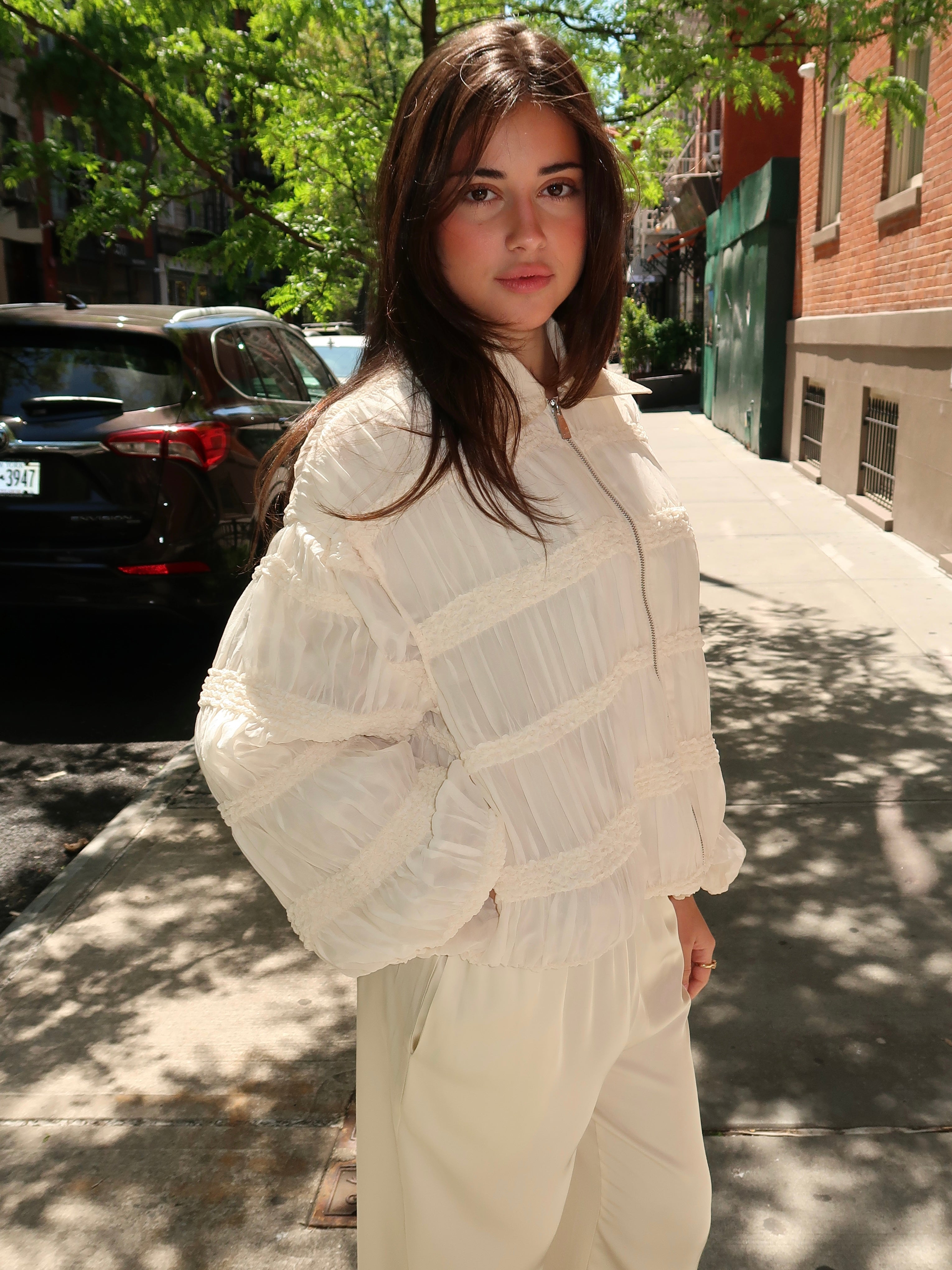 Kiara Ecru Bomber Jacket