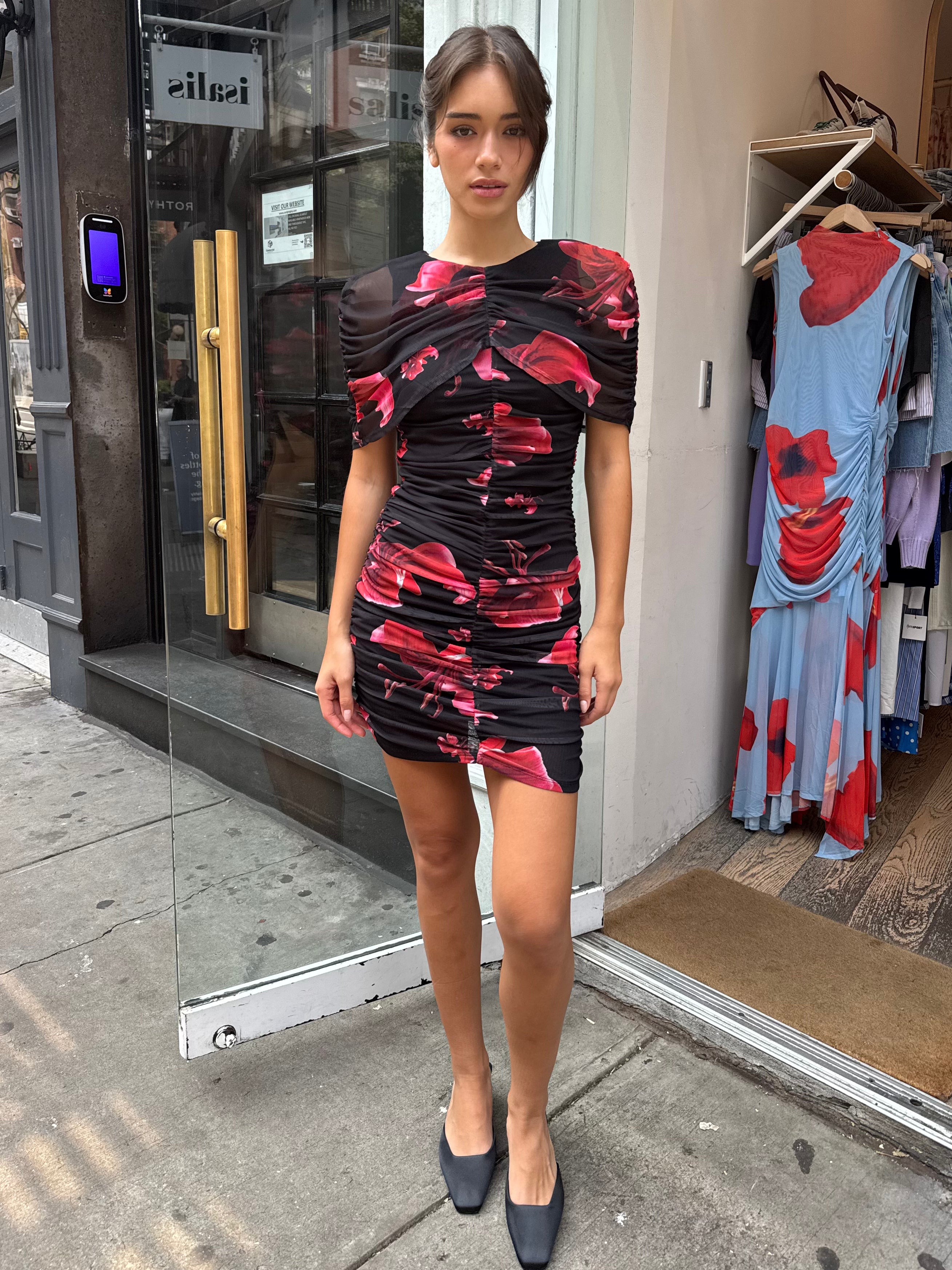 Lily Mesh Dress in Red