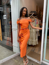 Load image into Gallery viewer, Cut Out Bardot Midi Dress in Chromatic Flower
