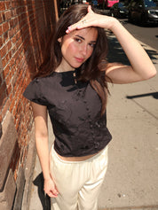 Melani Black Asymmetric Blouse
