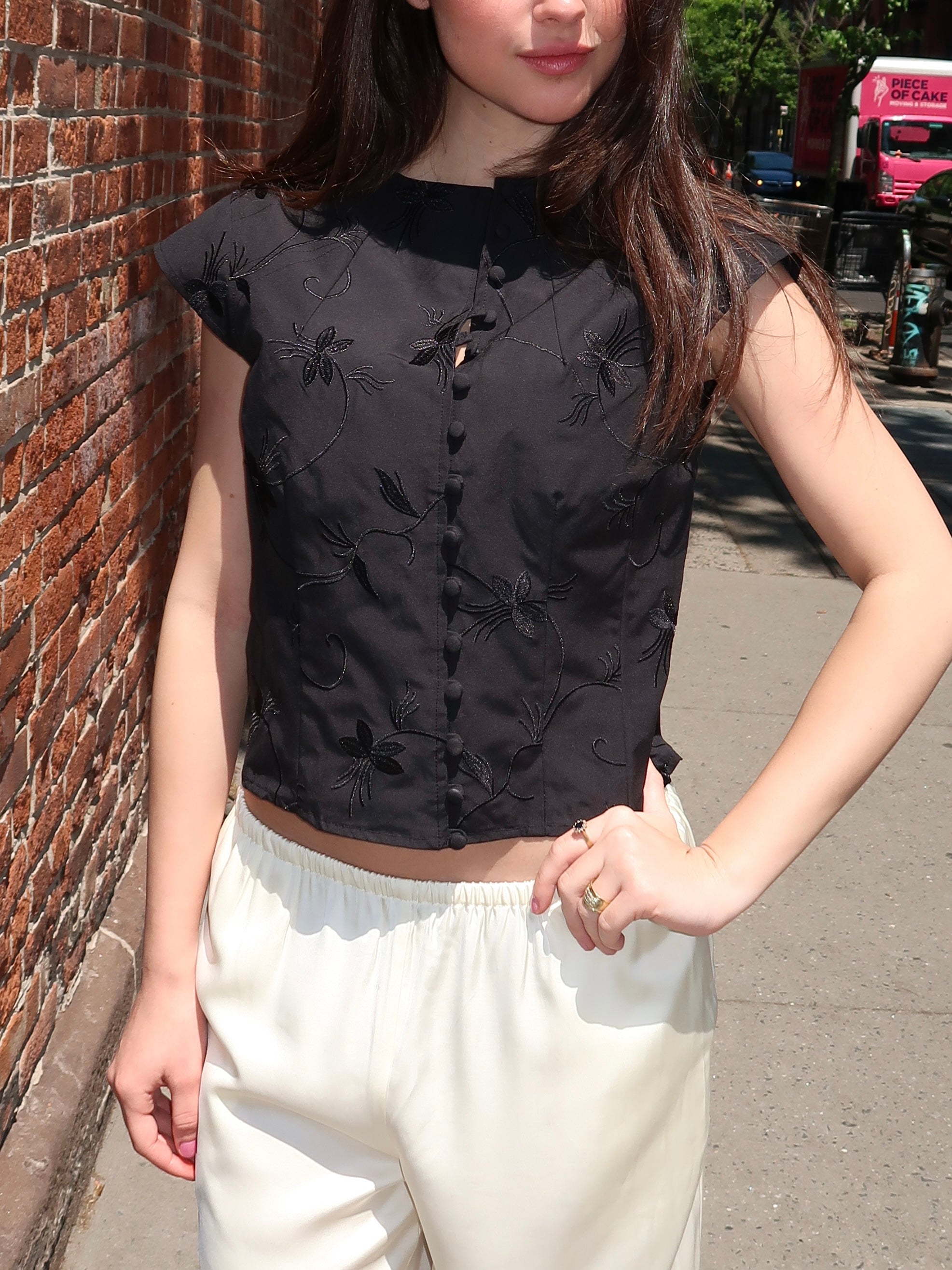 Melani Black Asymmetric Blouse
