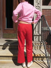 Linen Stripe Crop Racer Pant in Bell Pepper