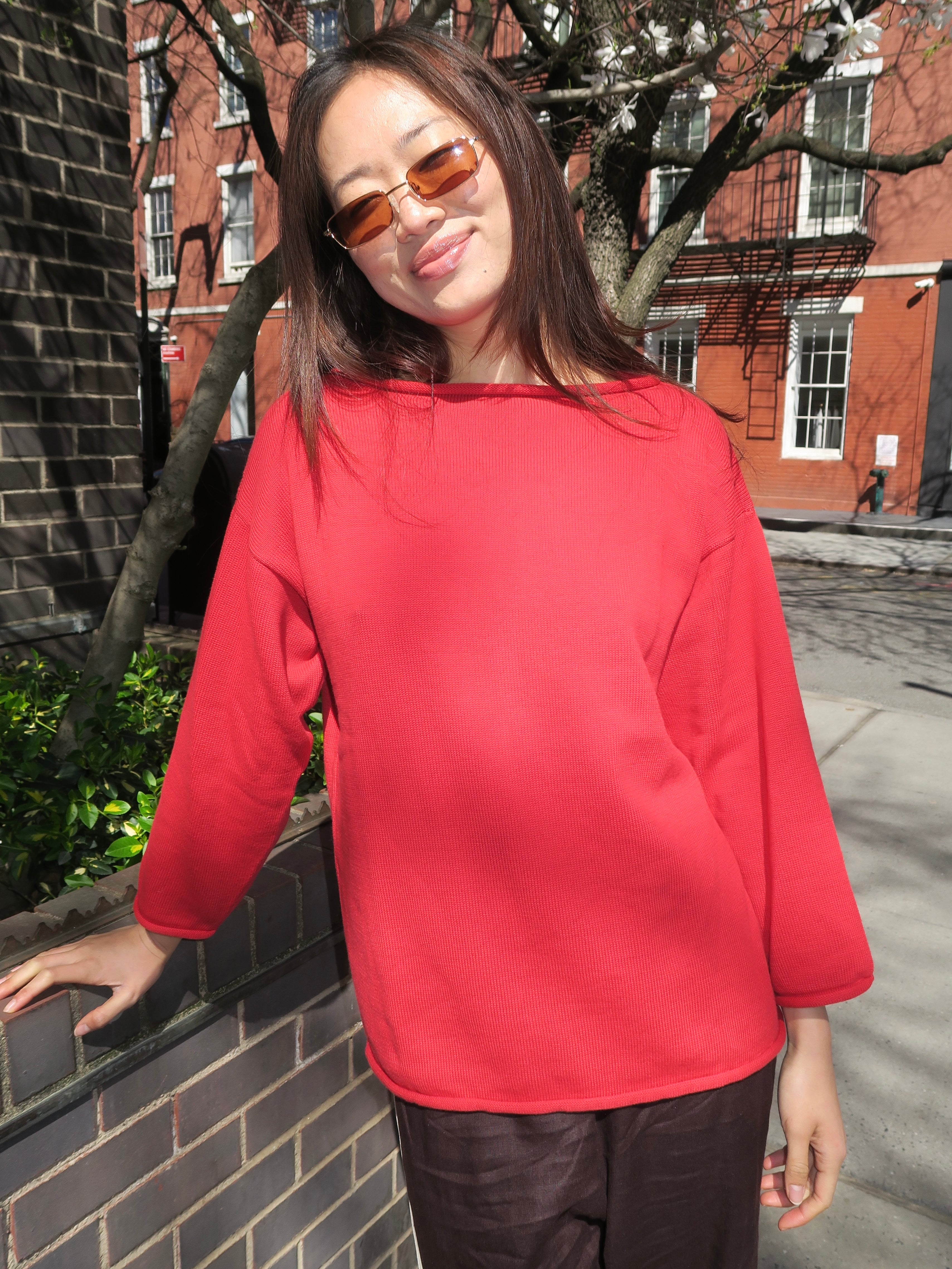 Boat Neck Sweater in Bell Pepper