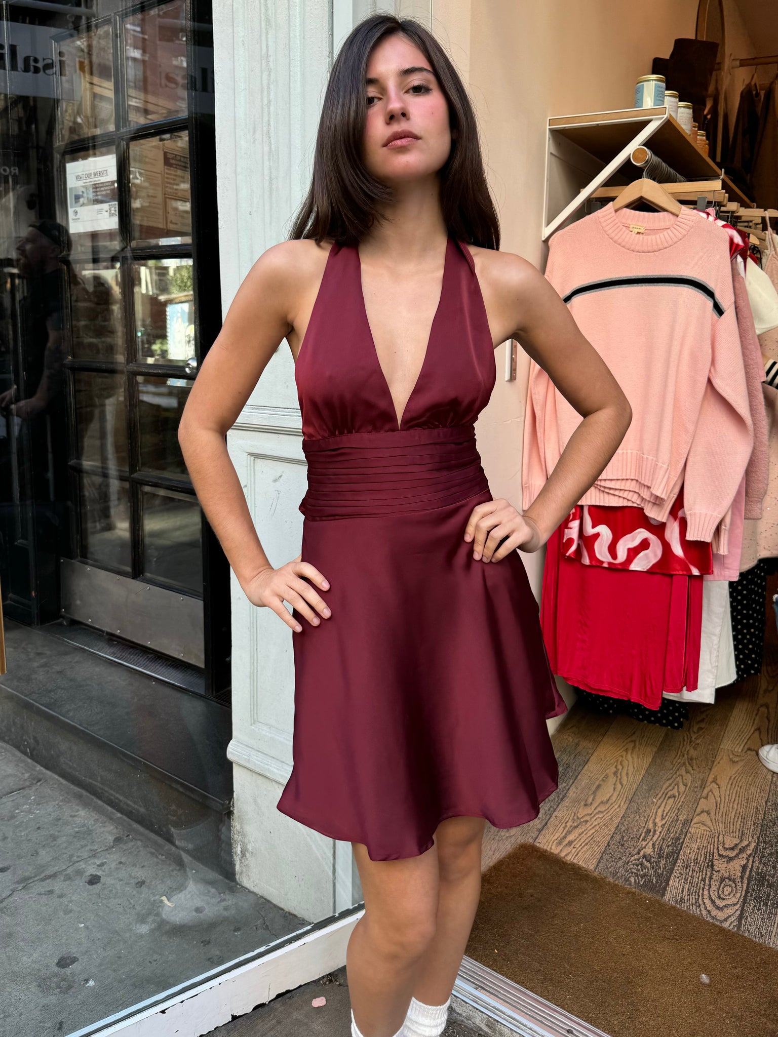 Maddie Halter Mini Dress in Wine Maddie Halter Mini Dress in Wine
