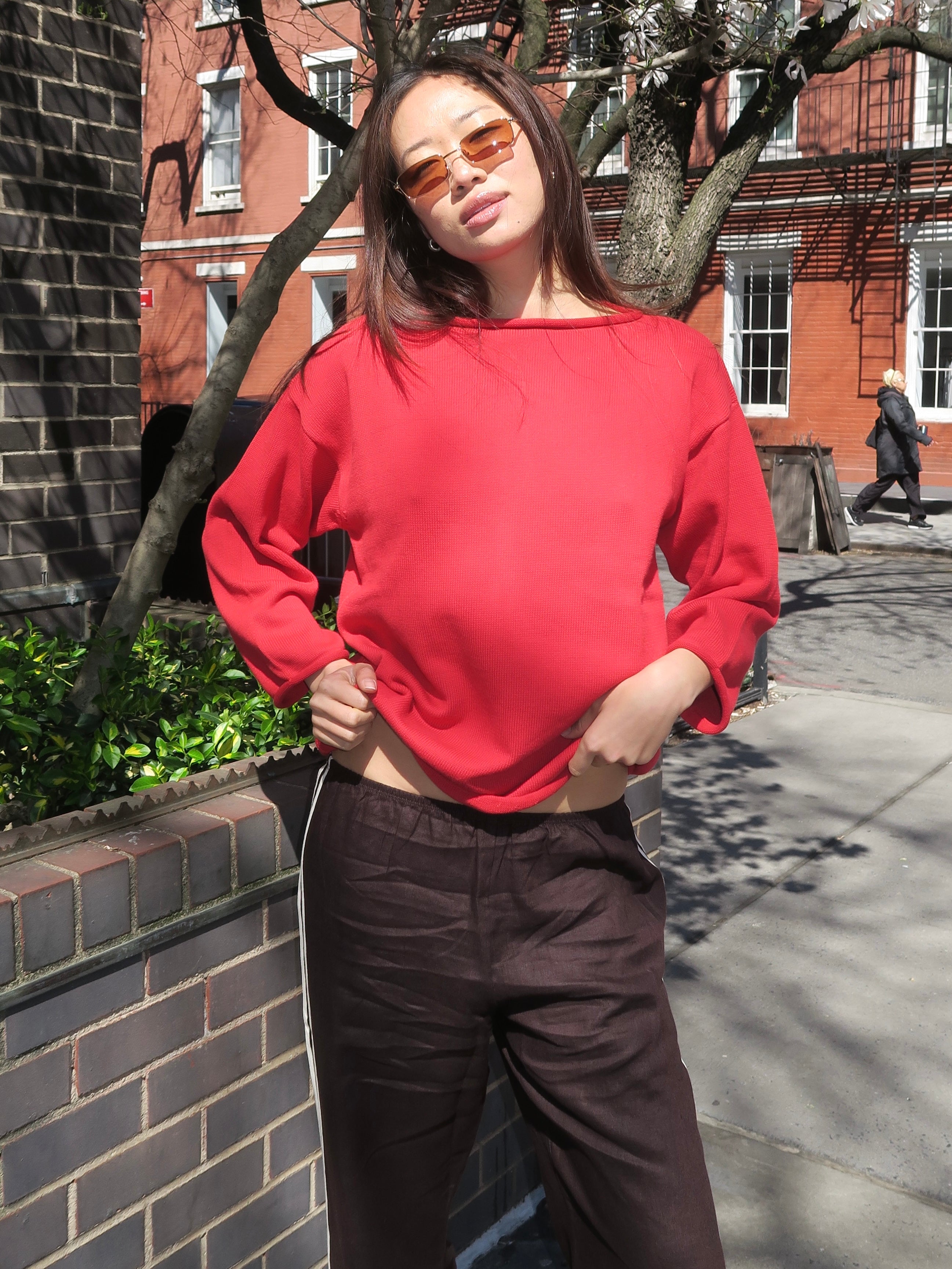 Boat Neck Sweater in Bell Pepper