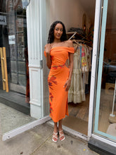 Load image into Gallery viewer, Cut Out Bardot Midi Dress in Chromatic Flower
