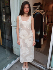 Seashells Applique Dress in Ivory
