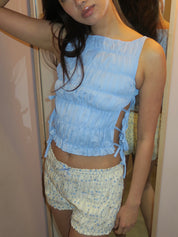 Hermosa Smocked Top in Baby Blue