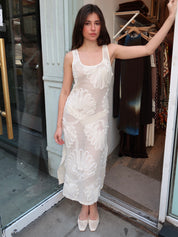 Seashells Applique Dress in Ivory