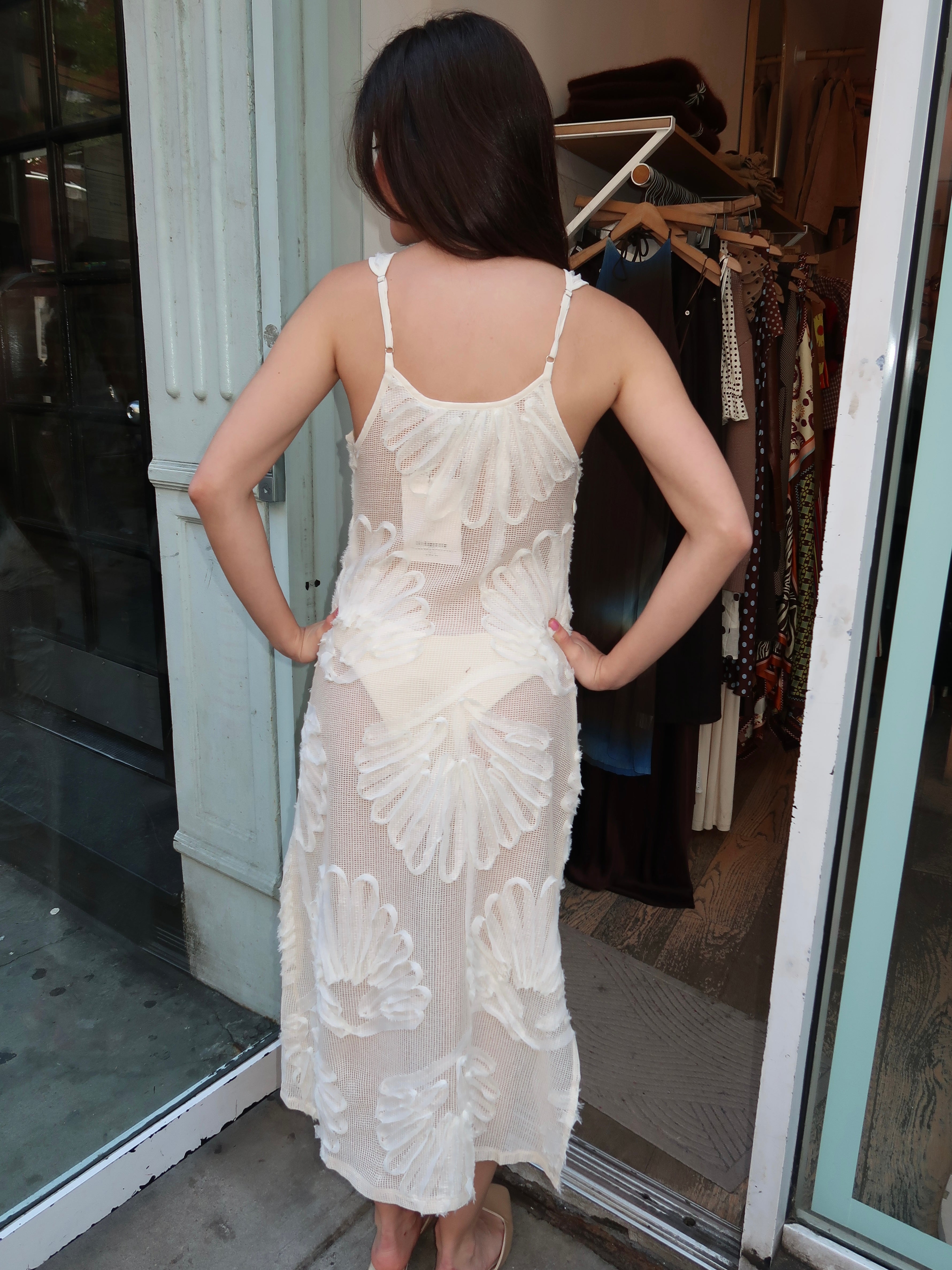 Seashells Applique Dress in Ivory