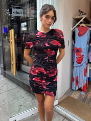 Lily Mesh Dress in Red