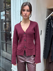 Aeron V-Neck Cardigan in Claret