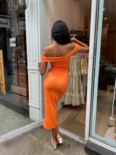 Load image into Gallery viewer, Cut Out Bardot Midi Dress in Chromatic Flower
