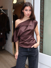 Macy Asym Top in Chocolate